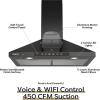 imageCIARRA Black Range Hood 30 inch 450 CFM Wall Mount Range Hood with AntiFingerprint Design Stove Hood Vent for Kitchen with 3 Speed Fan Ducted and Ductless ConvertibleBlack  Smart Control  Filter