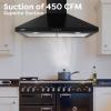 imageCIARRA Black Range Hood 30 inch 450 CFM Wall Mount Range Hood with AntiFingerprint Design Stove Hood Vent for Kitchen with 3 Speed Fan Ducted and Ductless ConvertibleBlack  Push Button