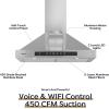 imageCIARRA Black Range Hood 30 inch 450 CFM Wall Mount Range Hood with AntiFingerprint Design Stove Hood Vent for Kitchen with 3 Speed Fan Ducted and Ductless ConvertibleStainless Steel  Smart Control  Filter