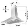 imageCIARRA Range Hood 30 inch Wall Mount Chimney Hood Range 450 CFM Ducted and Ductless Kitchen Hood Vent in Stainless Steel CAS75302