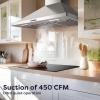 imageCIARRA Range Hood 30 inch Wall Mount Chimney Hood Range 450 CFM Ducted and Ductless Kitchen Hood Vent in Stainless Steel CAS75302
