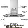 imageWall Mount Range Hood 30 inch 450 CFM Smart Range Hood with Voice Control Compatible with AlexaGoogle HomeSmart Life Assistant Vent Hood for Kitchen with 3 Speed Fan Stainless Steel CAS75502WSteel with Filters