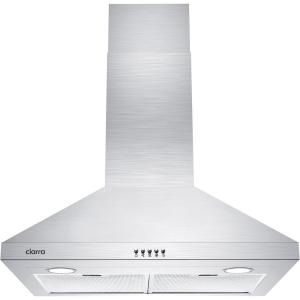imageCIARRA Black Range Hood 30 inch 450 CFM Wall Mount Range Hood with AntiFingerprint Design Stove Hood Vent for Kitchen with 3 Speed Fan Ducted and Ductless ConvertibleStainless Steel  Push Button