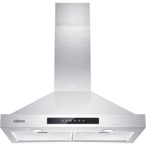 imageCIARRA Wall Mount Range Hood 30 inch 760m3h Ducted Convertible Ductless Range Hood Vent in Stainless Steel CAS75308