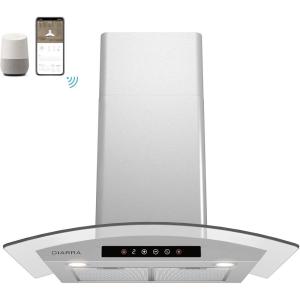 imageWall Mount Range Hood 30 inch 450 CFM Smart Range Hood with Voice Control Compatible with AlexaGoogle HomeSmart Life Assistant Vent Hood for Kitchen with 3 Speed Fan Stainless Steel CAS75502WSteel Range Hood