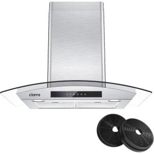 imageWall Mount Range Hood 30 inch 450 CFM Smart Range Hood with Voice Control Compatible with AlexaGoogle HomeSmart Life Assistant Vent Hood for Kitchen with 3 Speed Fan Stainless Steel CAS75502WSilver with Filters