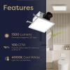 imageCIARRA 100CFM Bathroom Exhaust Fan with White LED Light  20 Sones Ultra Quiet Ventilation Energy Star Certified for Bathrooms Up to 95 SqFt