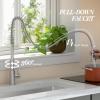 imageCIARRA Kitchen Sink Faucet Stainless Steel Single Handle Kitchen Faucet with Pull Down Sprayer Single Hole Commercial Bar Sink Faucet for Farmhouse Kitchen Laundry Room Restaurant2025 Pull down3 Mode StreamSprayPause