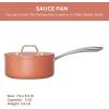 imageCIARRA Non Stick Frying Pan 102quot ampamp Ceramic Sauce Pan 3qt  Non Toxic PTFE ampamp PFOA Free  Oven Safe ampamp Compatible with All Stovetops Orange