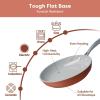imageCIARRA Non Stick Frying Pan 102quot ampamp Ceramic Sauce Pan 3qt  Non Toxic PTFE ampamp PFOA Free  Oven Safe ampamp Compatible with All Stovetops Orange