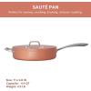 imageCIARRA Nonstick Saute Pan 44 QT Ceramic Saute Pan with Lid Non Toxic Deep Frying Pan PTFE ampamp PFOA Free Oven Safe ampamp Compatible with All Stovetops 11 Inches OrangeOrange