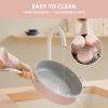 imageCIARRA Nonstick Saute Pan 44 QT Ceramic Saute Pan with Lid Non Toxic Deep Frying Pan PTFE ampamp PFOA Free Oven Safe ampamp Compatible with All Stovetops 11 Inches Pink