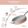 imageCIARRA Nonstick Saute Pan 44 QT Ceramic Saute Pan with Lid Non Toxic Deep Frying Pan PTFE ampamp PFOA Free Oven Safe ampamp Compatible with All Stovetops 11 Inches Pink