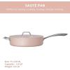 imageCIARRA Nonstick Saute Pan 44 QT Ceramic Saute Pan with Lid Non Toxic Deep Frying Pan PTFE ampamp PFOA Free Oven Safe ampamp Compatible with All Stovetops 11 Inches Pink