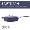 imageCIARRA Nonstick Saute Pan 44 QT Ceramic Saute Pan with Lid Non Toxic Deep Frying Pan PTFE ampamp PFOA Free Oven Safe ampamp Compatible with All Stovetops 11 Inches Blue