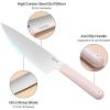 imageCIARRA Professional Kitchen Knife Set 4 PCS  Chef Knife Set Bread Knife Utility Knife High Carbon Stainless Steel Cooking Knives with Gift Box OrangePink