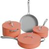 imageCIARRA Non Stick Cookware Set Ceramic Pots and Pans Set with Lid Non Toxic Cooking Set PTFE ampamp PFOA Free Oven Safe ampamp Compatible with All Stovetops OrangeOrange