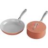 imageCIARRA Non Stick Frying Pan 102quot ampamp Ceramic Sauce Pan 3qt  Non Toxic PTFE ampamp PFOA Free  Oven Safe ampamp Compatible with All Stovetops Orange