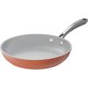 imageCIARRA Nonstick Ceramic Frying Pan Non Toxic PTFE ampamp PFOA Free Oven Safe ampamp Compatible with All Stovetops 102 Inches PinkOrange