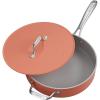 imageCIARRA Nonstick Saute Pan 44 QT Ceramic Saute Pan with Lid Non Toxic Deep Frying Pan PTFE ampamp PFOA Free Oven Safe ampamp Compatible with All Stovetops 11 Inches OrangeOrange