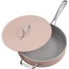 imageCIARRA Nonstick Saute Pan 44 QT Ceramic Saute Pan with Lid Non Toxic Deep Frying Pan PTFE ampamp PFOA Free Oven Safe ampamp Compatible with All Stovetops 11 Inches Pink