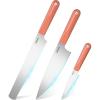 imageCIARRA Professional Kitchen Knife Set 4 PCS  Chef Knife Set Bread Knife Utility Knife High Carbon Stainless Steel Cooking Knives with Gift Box OrangeOrange