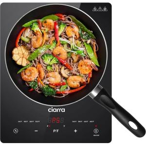 imageCIARRA CATIH1 1800W Portable Induction Cooktop Ultra Slim Single Electric Countertop Burner with Sensor Touch and Digital timer ETL ApprovedBlack2000W