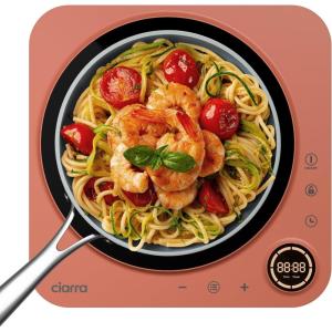 imageCIARRA CATIH1AO Portable Induction Cooktop Slim Single Electric Countertop Burner with Sensor Touch and Digital time OrangeOrange