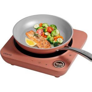 imageCIARRA CATIH1AP Portable Induction Cooktop Slim Single Electric Countertop Burner with Sensor Touch and Digital time PinkOrange
