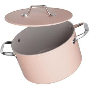 imageCIARRA Nonstick Dutch Oven with Lid 62 QT Ceramic Dutch Oven with Dual Handles Non Toxic PTFE ampamp PFOA Free Oven Safe ampamp Compatible with All Stovetops OrangePink