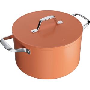 imageCIARRA Nonstick Dutch Oven with Lid 62 QT Ceramic Dutch Oven with Dual Handles Non Toxic PTFE ampamp PFOA Free Oven Safe ampamp Compatible with All Stovetops OrangeOrange