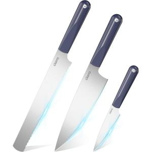 imageCIARRA Professional Kitchen Knife Set 4 PCS  Chef Knife Set Bread Knife Utility Knife High Carbon Stainless Steel Cooking Knives with Gift Box OrangeDeep Blue