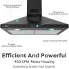 image30 inch Black Range Hood with Antifingerprint Design 450 CFM Vent Hood for Kitchen with Push Button Control 3 Speed Exhaust Fan Ducted and Ductless Convertible CIARRA CAB75206P003