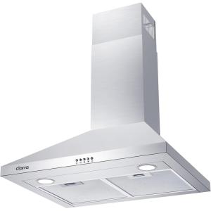 imageCIARRA Black Wall Mount Range Hood 30 inch 550 CFM Stove Vent Hood with 2 LED Light for Kitchen 3 Speed Fan Ducted amp Ductless Convertible Push Button Easy to Install CAB75206PNSilver