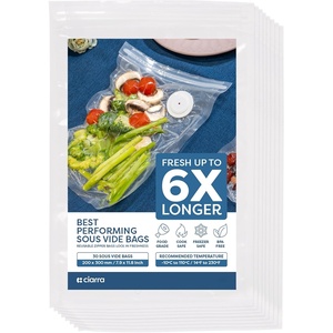 image:imageCIARRA BPA Free Reusable Vacuum Sealer Bags 30 Pcs 8 x 12 Reusable Food Storage Zipper Bags with Air Valve for Sous Vide Cooking Freezer Microwave Heating 30 Countclear