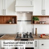 image:imageCIARRA Insert Range Hood 20 inch 650 CFM Kitchen Stove Vent Hood with LED Light 3 Speed Exhaust Fan Push Button Black CAB52913ENSilver