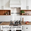 image:imageCIARRA Insert Range Hood 20 inch 650 CFM Kitchen Stove Vent Hood with LED Light 3 Speed Exhaust Fan Push Button Black CAB52913ENSilver